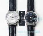 Swiss Quality Omega Constellation Silver Bezel Black Leather Strap Watches